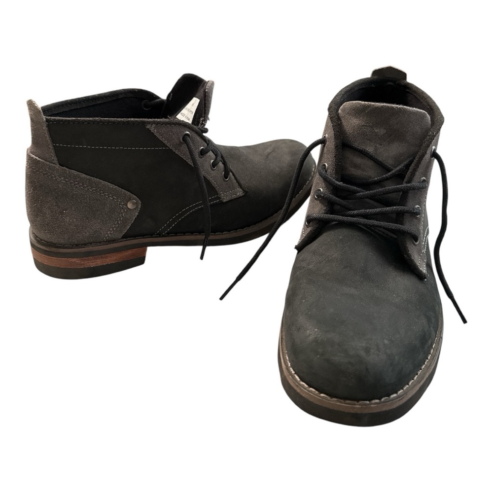 Black Gray Suede Rugged Ankle Work Boots Lace Up Unisex Men’s 9 women’s 10.5